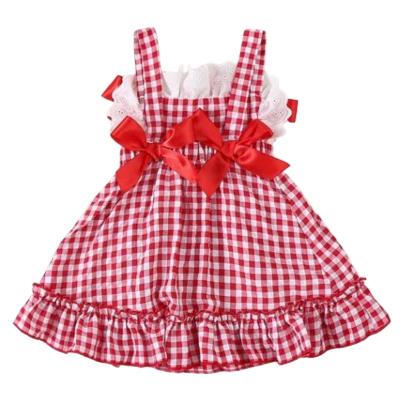 Checkered Hearts Bows Dress - PREORDER