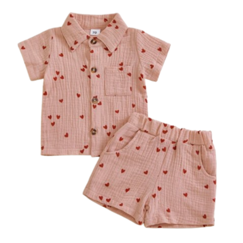 Mini Hearts Cotton Outfit - PREORDER