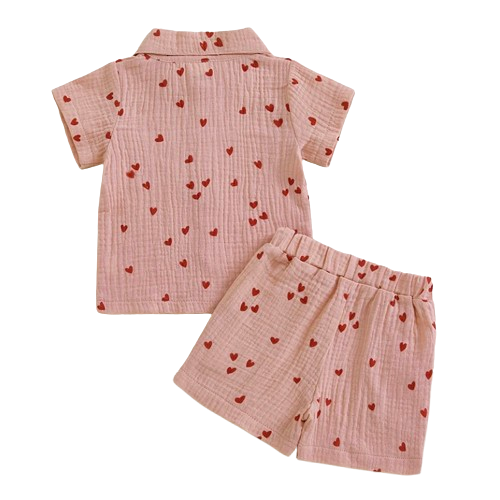 Mini Hearts Cotton Outfit - PREORDER