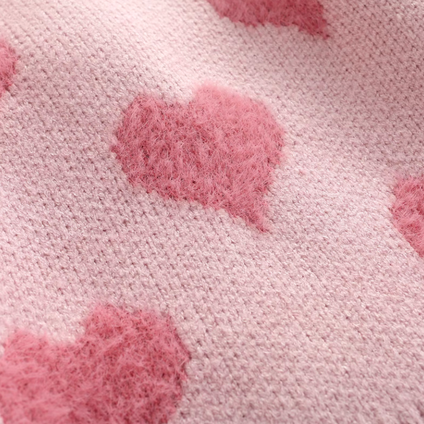 Pink Hearts Knit Cardigan - PREORDER