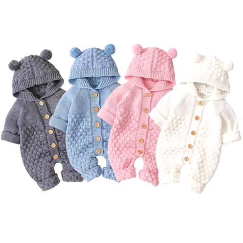 Beary Sweet Pants Knit Rompers (4 Colors) - PREORDER