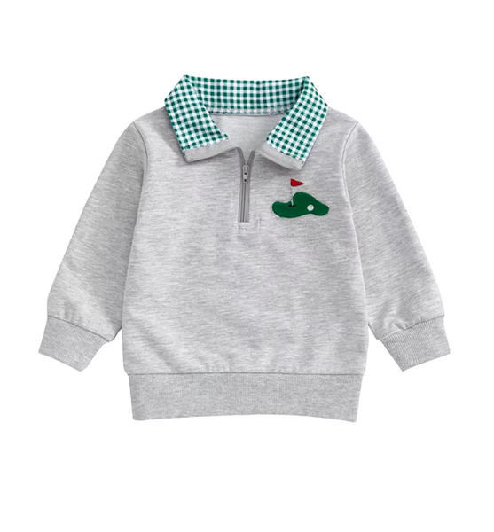 Little Golfer Collar Zipper Embroidered Pullovers (2 Styles) - PREORDER