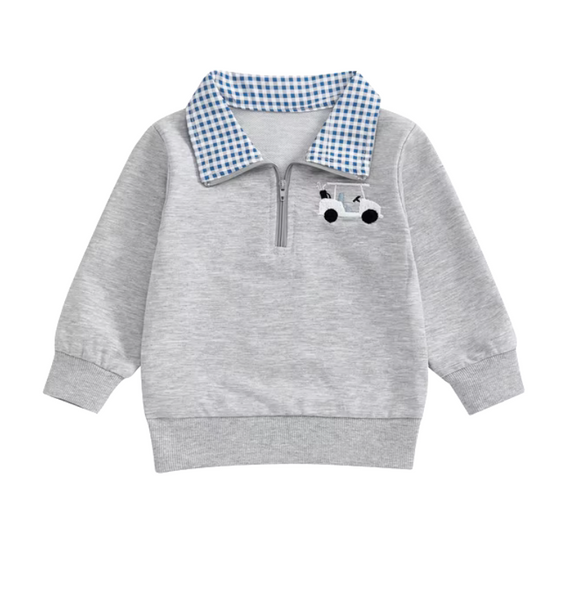 Little Golfer Collar Zipper Embroidered Pullovers (2 Styles) - PREORDER