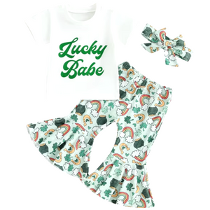 Lucky Babe St. Patricks Bells Outfit & Bow - PREORDER