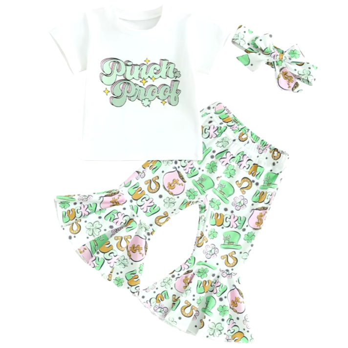 Pinch Proof Lucky Leprechaun Bells Outfit & Bow - PREORDER