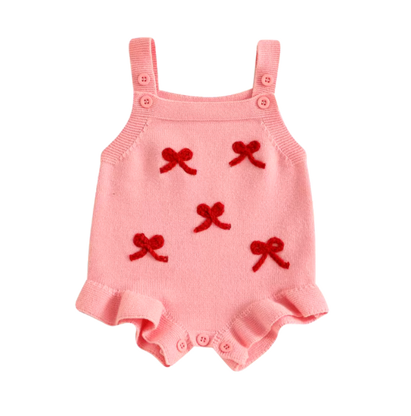 Bows Knit Ruffle Rompers (2 Colors) - PREORDER