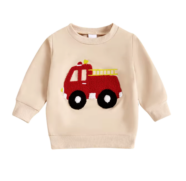 Big Red Firetruck Romper & Pullover - PREORDER