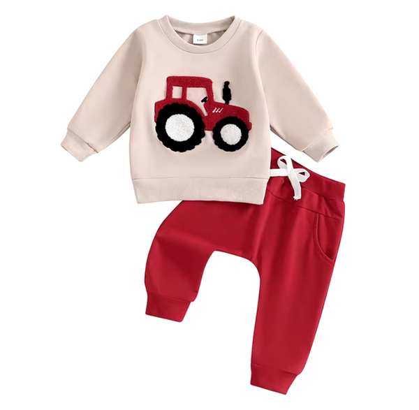 Big Green Tractor Jogger Outfit (3 Colors) - PREORDER