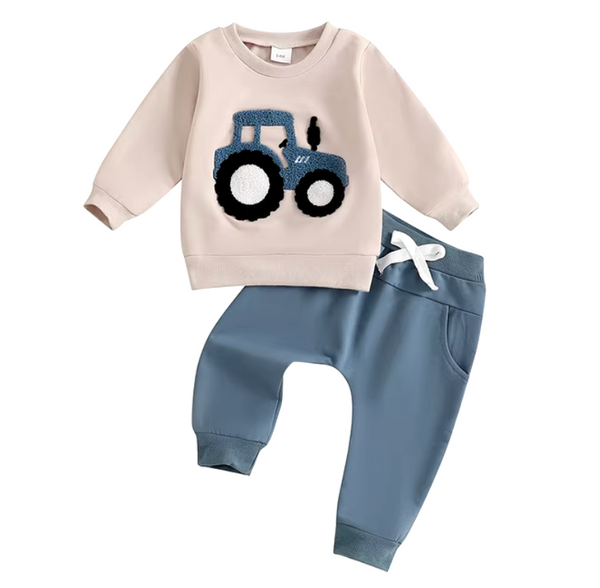 Big Green Tractor Jogger Outfit (3 Colors) - PREORDER