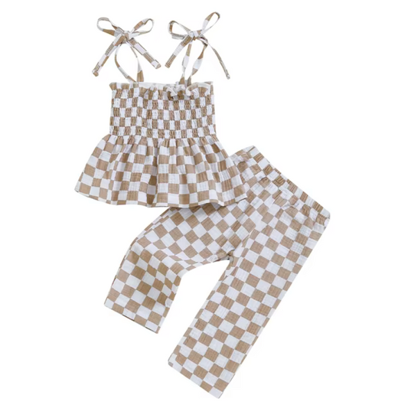 Checkered Scrunch Pants Outfits (3 Colors) - PREORDER