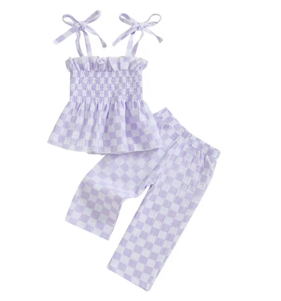 Checkered Scrunch Pants Outfits (3 Colors) - PREORDER