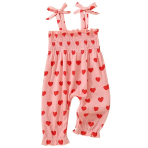 Mini Hearts Scrunch Pants Romper - PREORDER