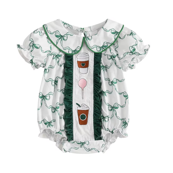 Smocked Starbies Girl Bows Embroidered Romper - PREORDER