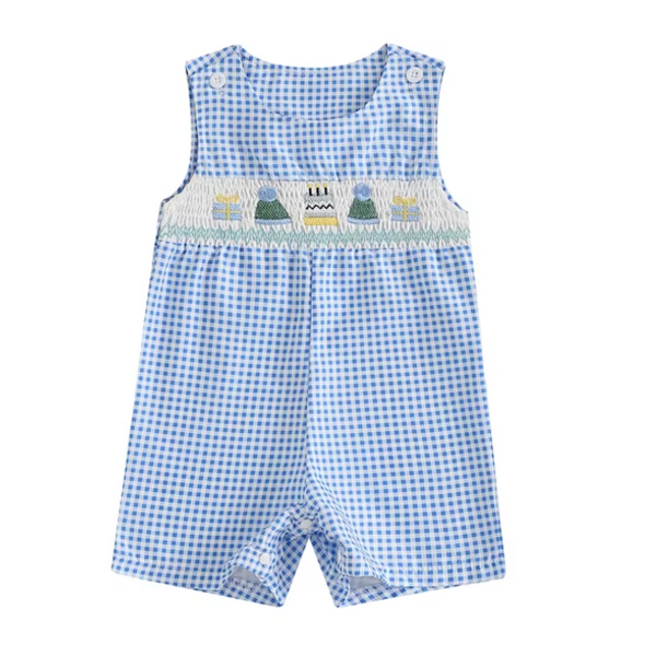 Checkered Birthday Bows Rompers (2 Colors) - PREORDER