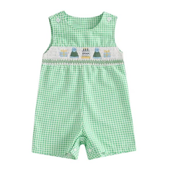 Checkered Birthday Bows Rompers (2 Colors) - PREORDER