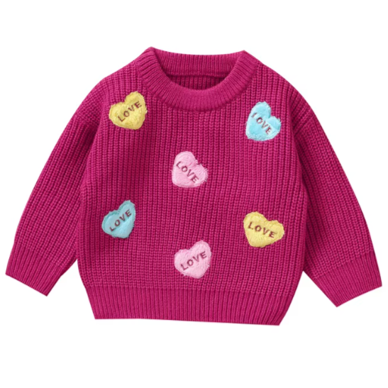 Hot Pink Sweethearts Knit Sweater - PREORDER