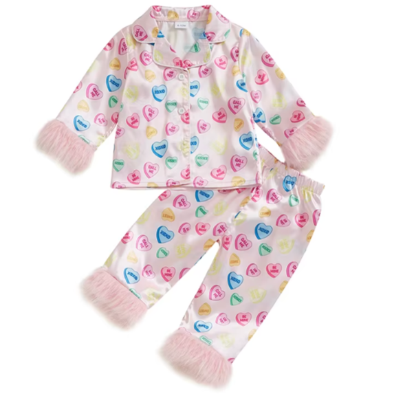 Sweethearts Fuzzy Silk Pajamas - PREORDER