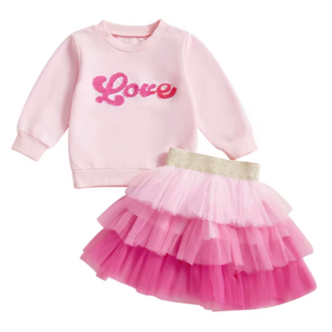 LOVE Three Tone Tutu Skirt Outfit - PREORDER