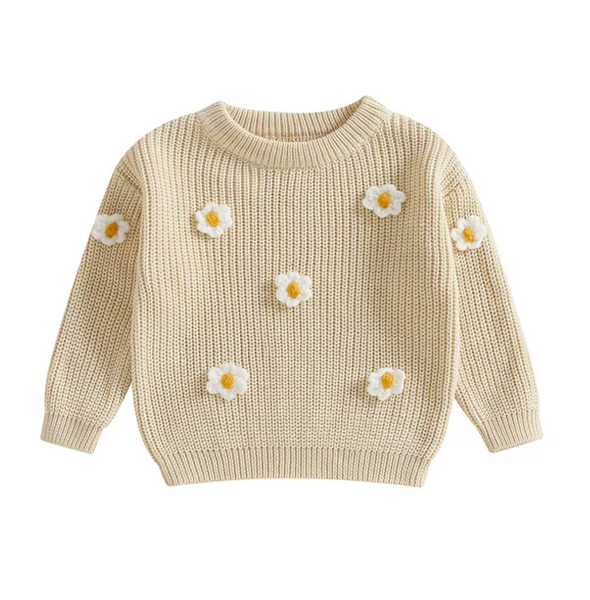 Neutral Daisies Knit Sweaters (5 Colors) - PREORDER