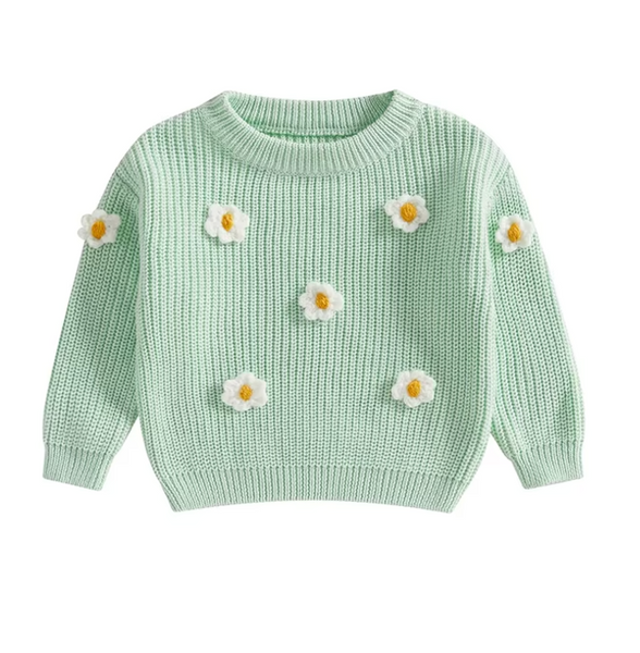 Neutral Daisies Knit Sweaters (5 Colors) - PREORDER