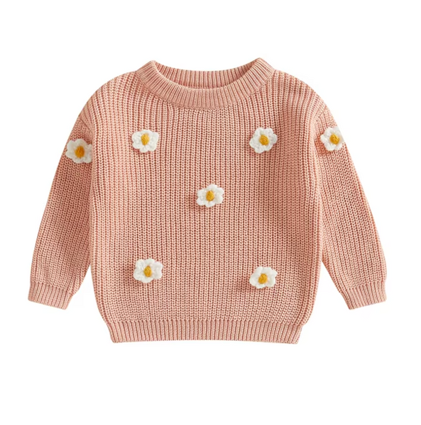 Neutral Daisies Knit Sweaters (5 Colors) - PREORDER