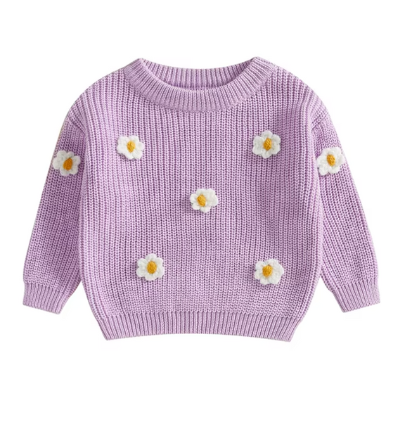 Neutral Daisies Knit Sweaters (5 Colors) - PREORDER