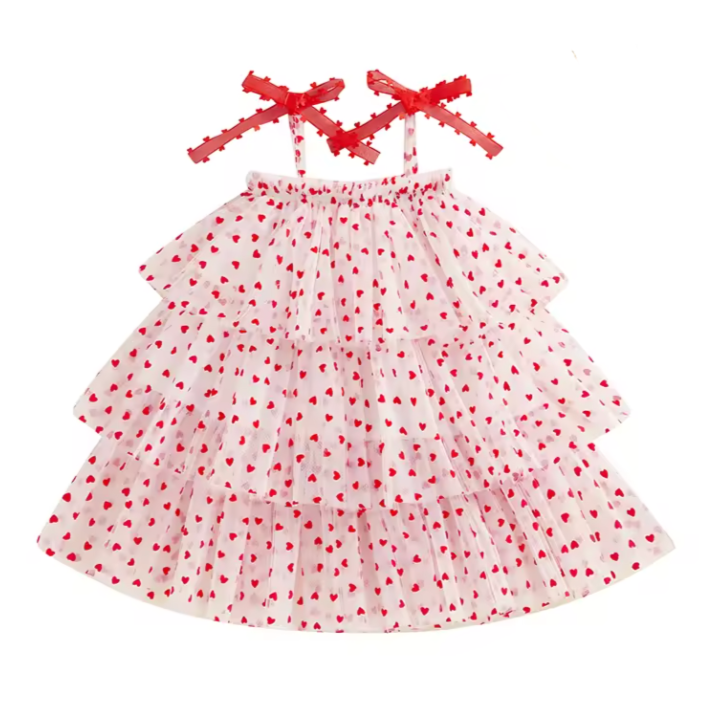 Mini Hearts Three Layer Tutu Dress - PREORDER