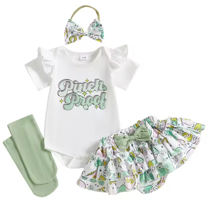 Pinch Proof Lucky Leprechaun Skorts Outfit, Bow & Socks - PREORDER