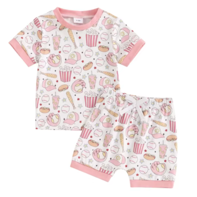 Girly Baseball Game & Snacks Shorts Outfit - PREORDER