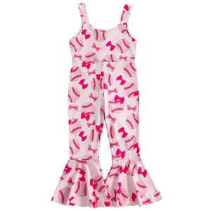 Pink Baseballs & Bows Bells Romper - PREORDER