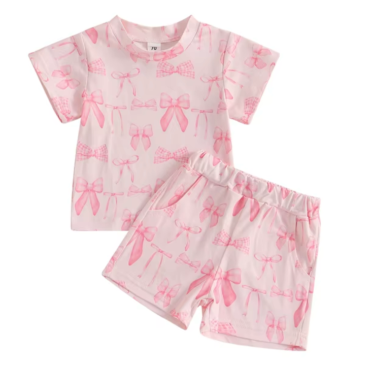 Light Pink Bows Shorts Outfit - PREORDER