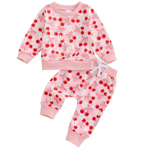 Cherry Bows & Daisies Jogger Outfit - PREORDER