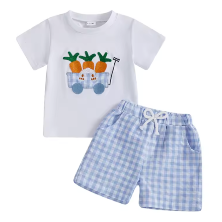 Checkered Easter Wagon Shorts Outfit - PREORDER