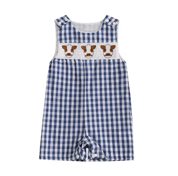 On the Farm Plaid Embroidered Shorts Rompers (4 Styles) - PREORDER