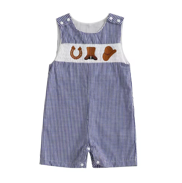 On the Farm Plaid Embroidered Shorts Rompers (4 Styles) - PREORDER