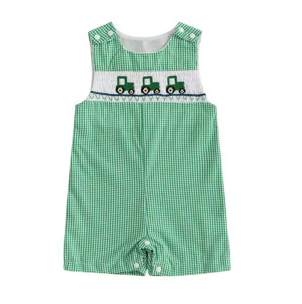 On the Farm Plaid Embroidered Shorts Rompers (4 Styles) - PREORDER