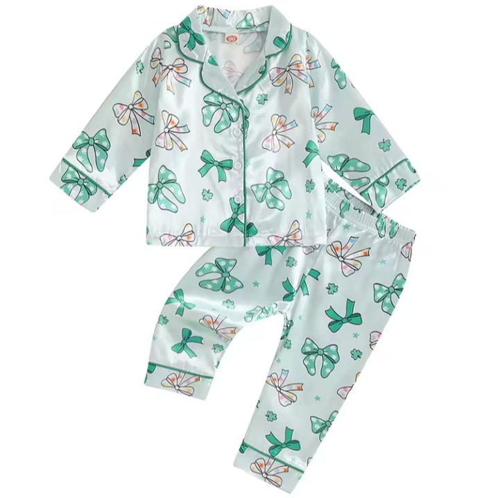 St Patricks Bows Silk Pajamas - PREORDER