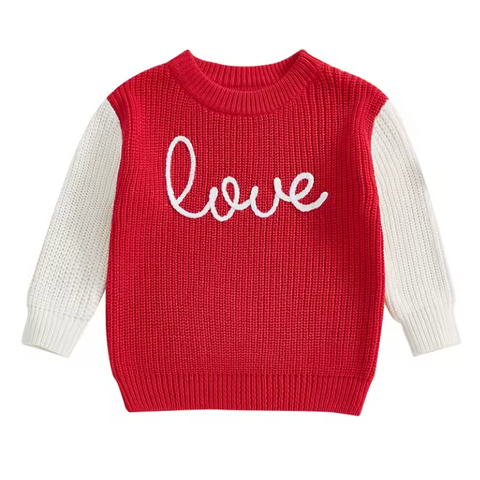 Red LOVE Two Tone Knit Sweater - PREORDER