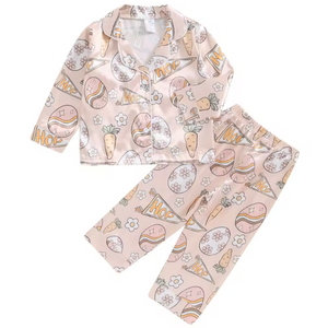 Groovy Hop Eggs & Carrots Silk Pajamas - PREORDER