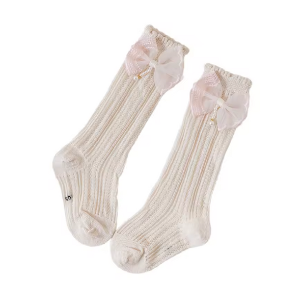 Spring Pearl Bow Socks (4 Colors) - PREORDER