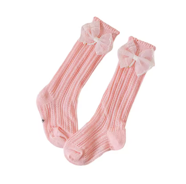 Spring Pearl Bow Socks (4 Colors) - PREORDER