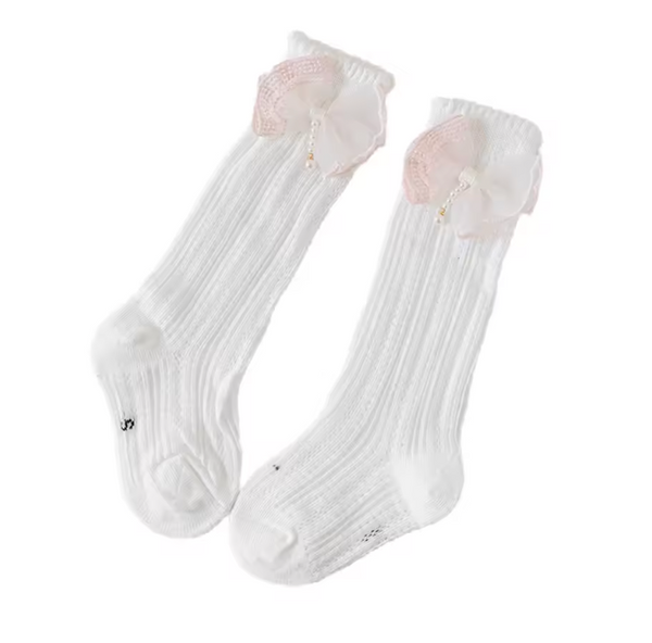 Spring Pearl Bow Socks (4 Colors) - PREORDER