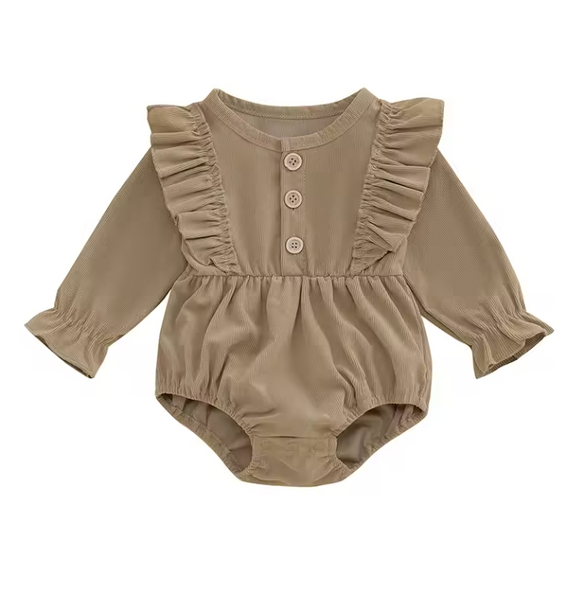 Solid Ribbed Ruffles Rompers (4 Colors) - PREORDER