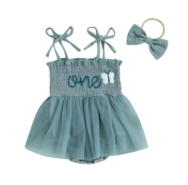 ONE Butterfly Tutu Romper Dress & Bow (3 Colors) - PREORDER