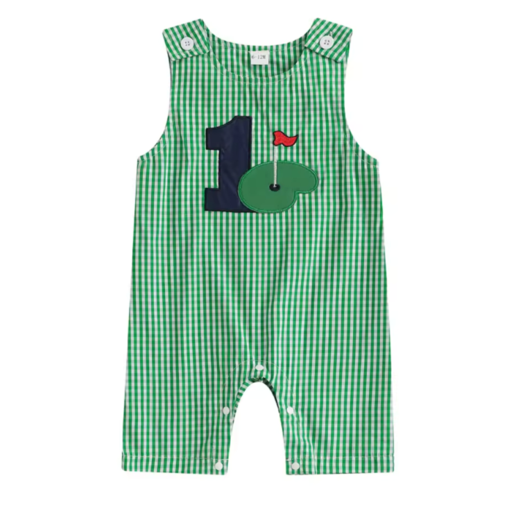 Striped ONE Golfer Romper - PREORDER