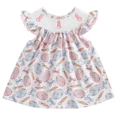 Daisy Eggs Carrots & Bows Dress - PREORDER