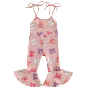 Pink & Purple Bows Waffle Bells Romper - PREORDER