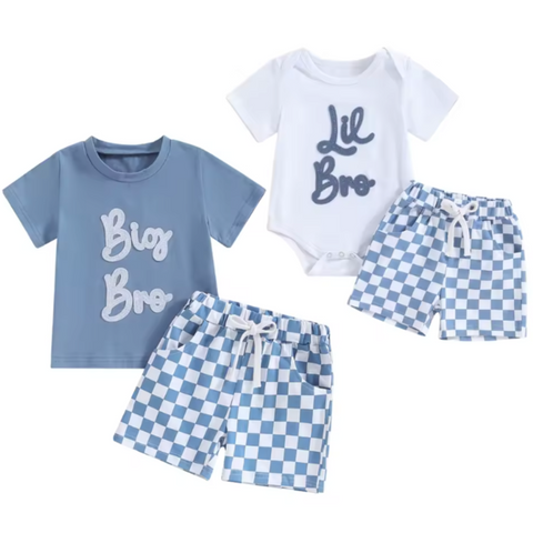 Checkered Big & Lil Brother Matching Shorts Outfits (2 Styles) - PREORDER