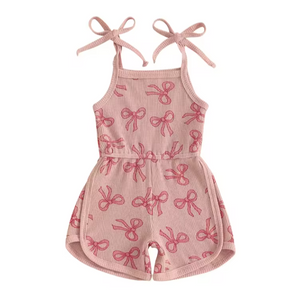 Perfect Bows Waffle Tie Shorts Rompers (2 Colors) - PREORDER