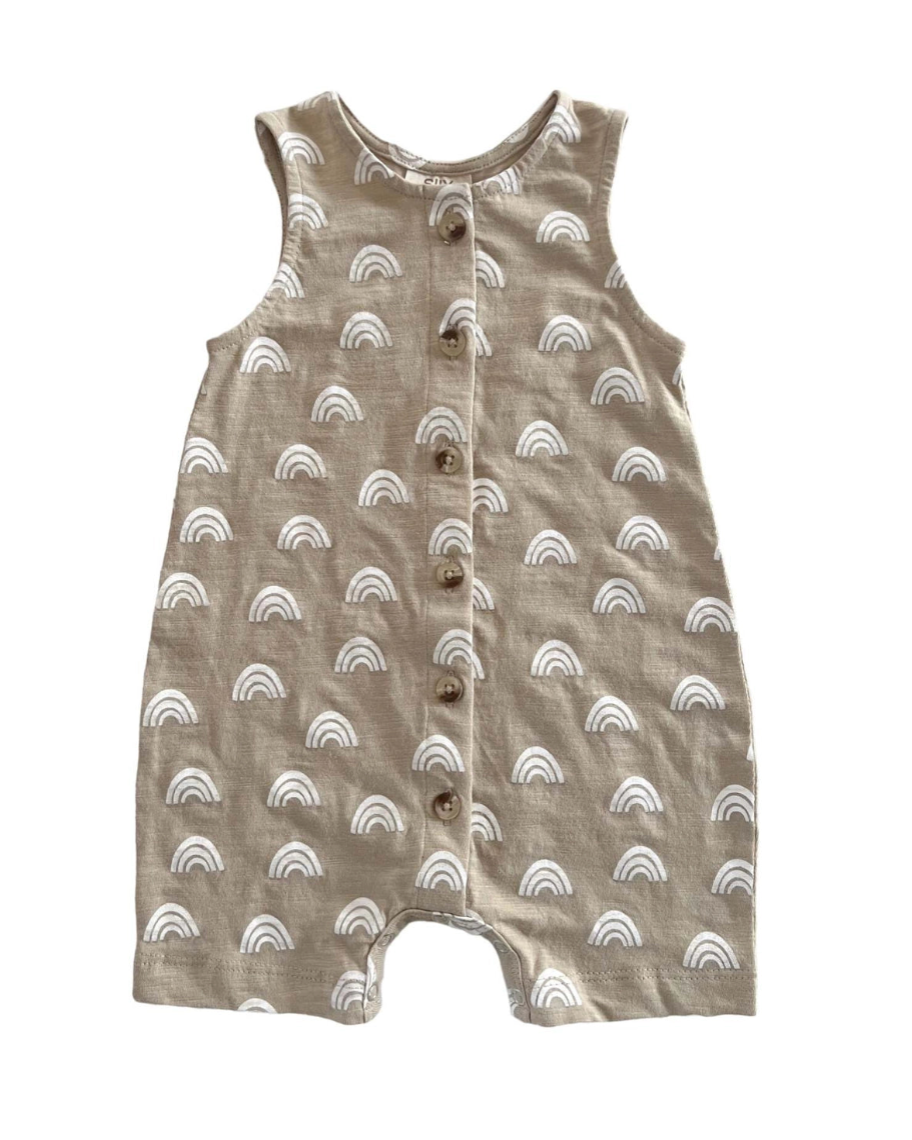 Tank Button Shorts Romper | Boho Rainbow - PREORDER